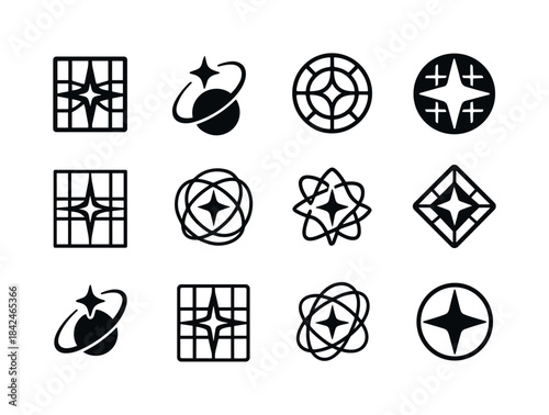 Interstellar Logo Variations. Interstellar missions. Icon set. S