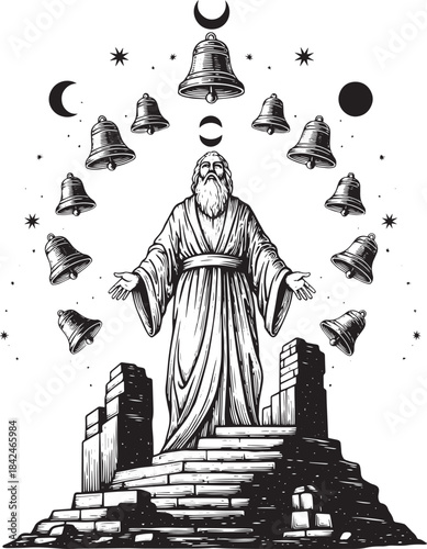 The Bellringer: An Engraved Illustration of Celestial Wizardry a