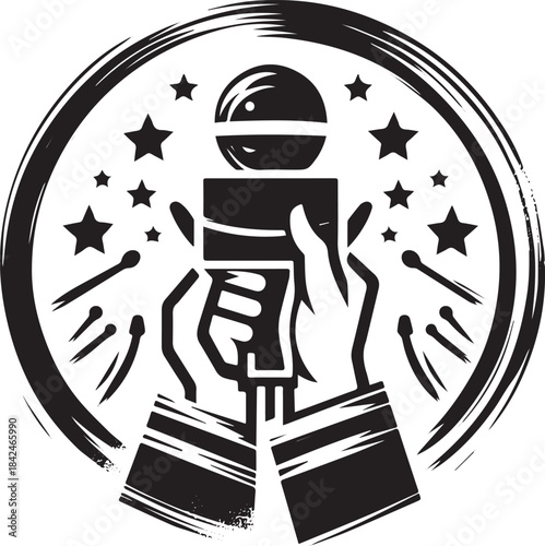 Minimalist Sumi-e Style Press Event Logo Symbolizing Media Cover