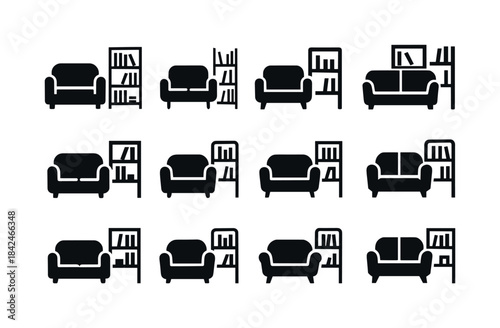 Living Room Logos. living room. Icon set. Set Logo of living roo