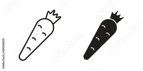 Carrot icons collection. Thin linear and black flat icons