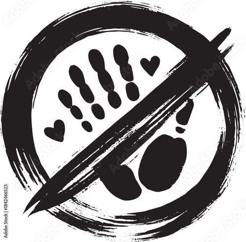 Minimalist sumi-e style no hate icon, promoting acceptance and t