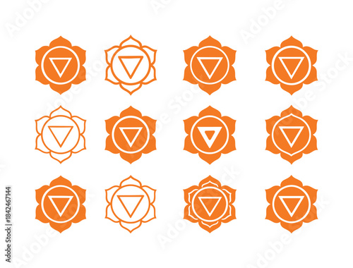 Chakra Symbol Variations. energy flow in human body (chakra repr