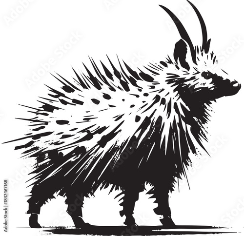 Stylized Eryops Illustration: Prehistoric Amphibian in Sumi-e Te