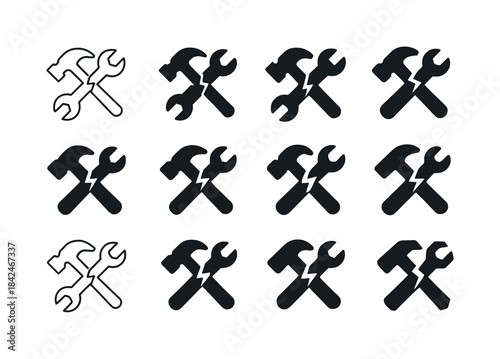 Unsafe Equipment Logos. Unsafe Equipment. Icon set. Set Logo of