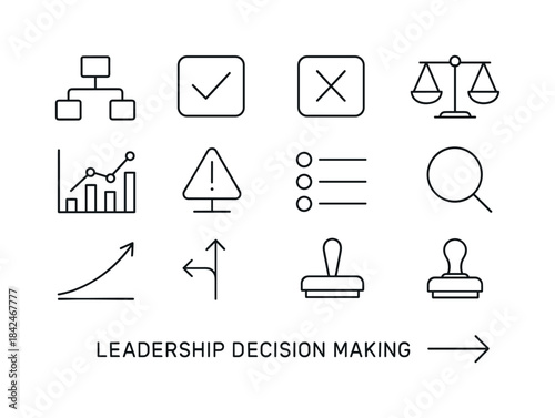 Leadership Icon Set. Leadership decision making. Line icon set o
