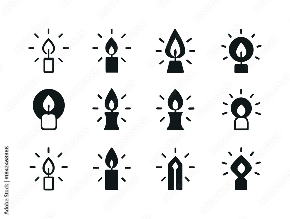 Obraz premium Candle Light Logos. Candle Light. Icon set. Set Logo of candle l