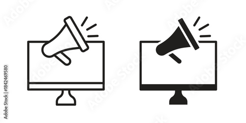 Digital marketing icons collection. Thin linear and black flat icons