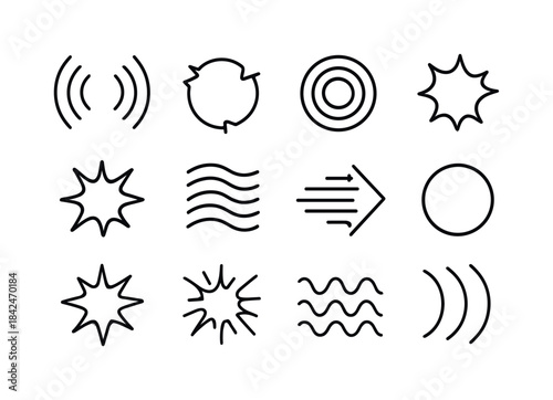 Shockwave Icon Set. Shockwave. Line icon set of Shockwave: outwa