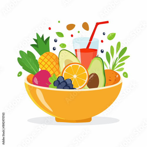 Fresh Fruits and Smoothie Bowl for Healthy Lifestyle
