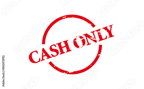 CASH ONLY - Red Rubber Stamp with text CASH ONLY
