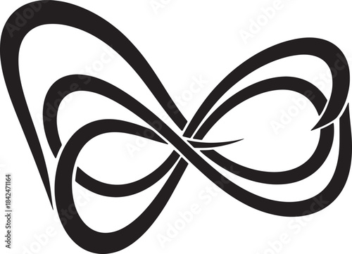 Black abstract infinity symbol with interwoven lines