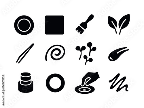 Food Plating Icons. Food plating. Solid icon set of Food plating