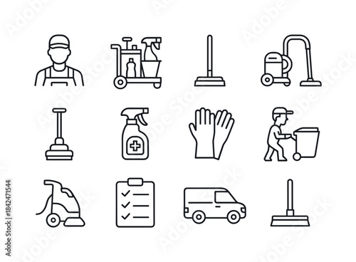 Professional Cleaning Icons. Professional cleaning. Line icon se