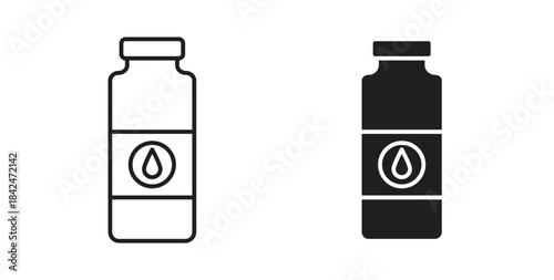 Water bottle icon with line and silhouette versions.