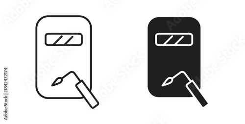Welding icon with line and silhouette versions.