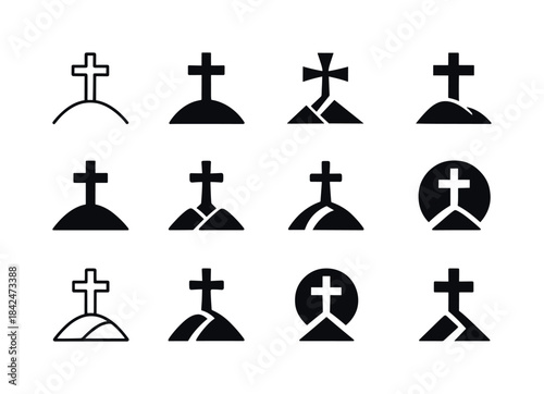Iconic Faith Logos. Faith in Jesus. Icon set. Set Logo of faith