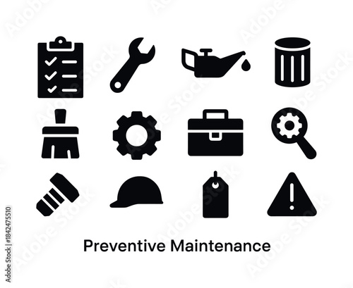 Preventive Maintenance Icons. Preventive maintenance. Solid icon