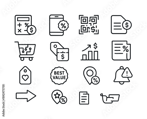 Smart Shopping Icons. Smart shopping. Line icon set of Smart sho