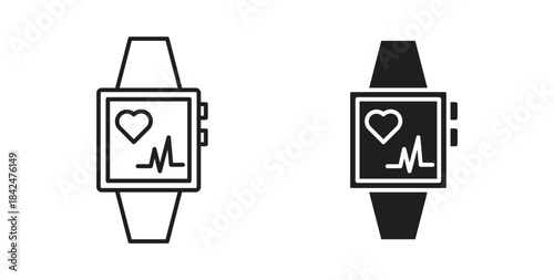 Smartwatch icon glyph and line set thin line symbol concept.