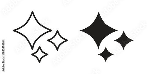 Sparkles icon glyph and line set thin line symbol concept.