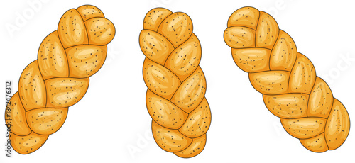 Three Braided Bread Loaves with Sesame Seeds