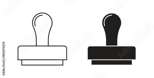 Stamp icon glyph and line set thin line symbol concept.
