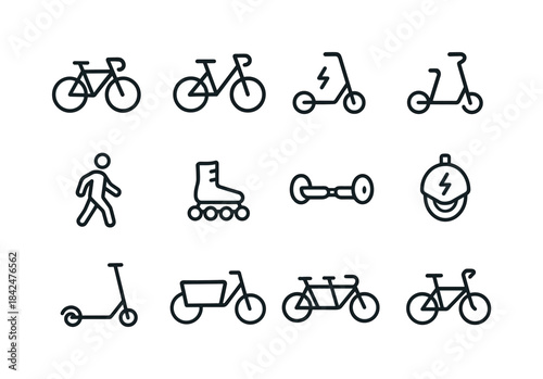 Green Mobility Icons. Green Mobility. Line icon set of Green Mob