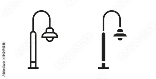 Street light icon glyph and line set thin line symbol concept.