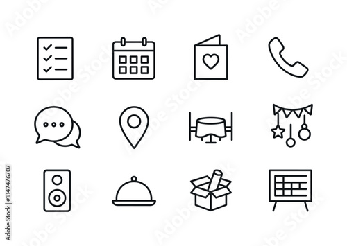 Event Preparation Icons. Event preparation. Line icon set of Eve