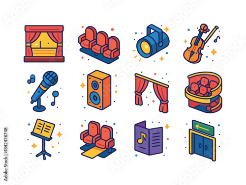 Concert Hall Icons. Concert Hall. Colorful isometric vector icon