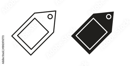 Tag icon glyph and line set thin line symbol concept.