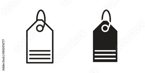Tags icon glyph and line set thin line symbol concept.