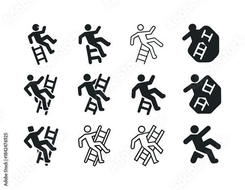 Worksite Safety Icons. Worksite Accidents. Icon set. Set Logo of