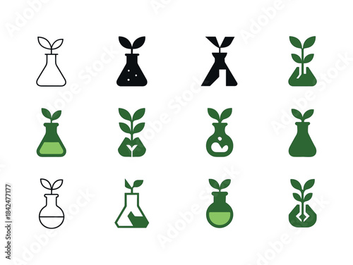 Eco-Innovation Logo Set. Eco-innovation hubs. Icon set. Set Logo