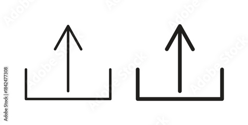 Upload icon glyph and line set thin line symbol concept.