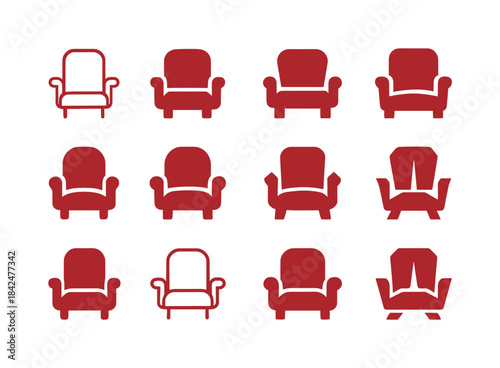 Red Velvet Logo Icons. Red velvet seats. Icon set. Set Logo of r