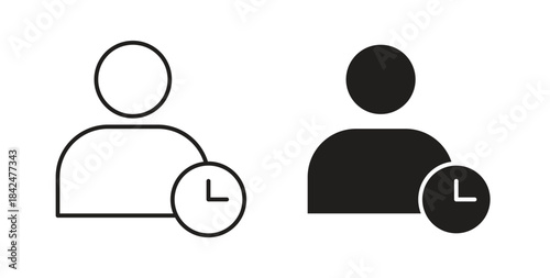 User time icon glyph and line set thin line symbol concept.