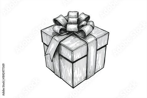 Elegant gift box silhouette on transparent background