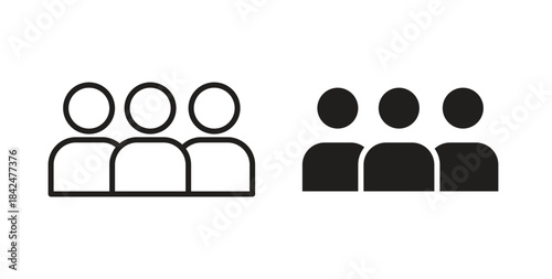 Users icon glyph and line set thin line symbol concept.