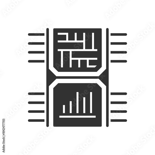 Data Analysis Chip Icon - Bar Chart With Processor Icon
