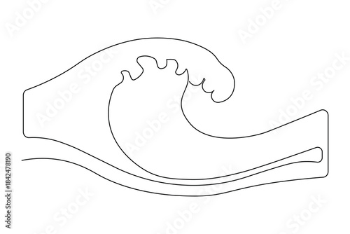 Tidal wave continuous line drawing isolated natural element sea
