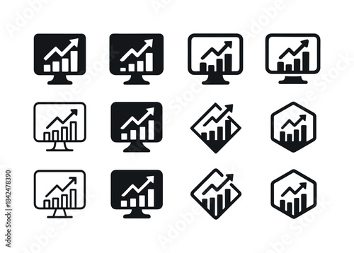 B2B Icon Variations. b2b marketing solutions. Icon set. Set Logo