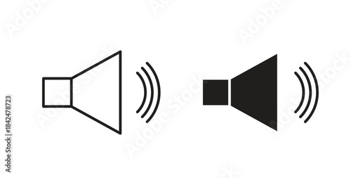 Volume icon glyph and line set thin line symbol concept.