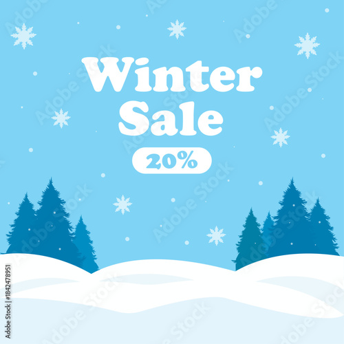 Illustration of winter sale, shopping, snowflakes	