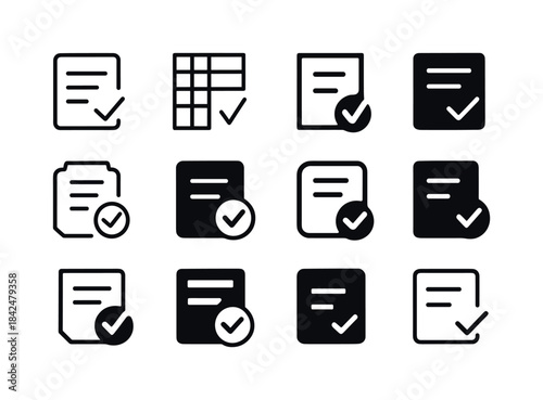 Timesheet Icon Set. Filling out a timesheet or logbook. Icon set