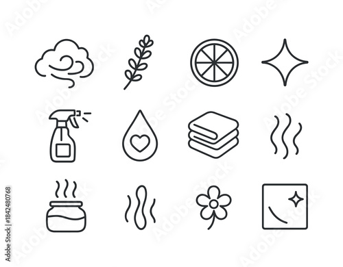Fresh Laundry Icons. Fresh Laundry Scent. Line icon set of Fresh