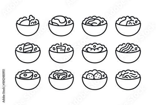 Meat Pita Icons. Meat Pitas. Line icon set of Meat Pitas: chicke