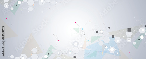 Technology and science banner or header. Connected neural cloud network
