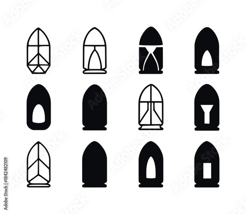 Bullet Icon Variations. Bullet. Icon set. Set Logo of Bullet: bu